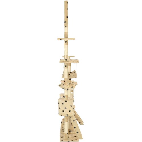  Penjalica za mačke sa stupovima za grebanje od sisala 230 - 250 cm bež s uzorkom &amp;scaron;apa Slike