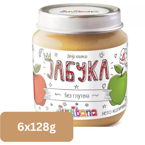 Juvitana kašica za bebe od jabuke, 128g, 6 komada Slike