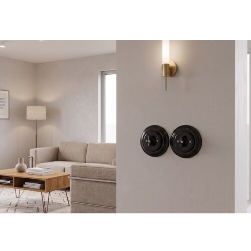  Bohemia-Design - Porcelanski retro rotacioni prekidač sa ramom br. 1, crna Slike