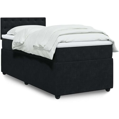 VidaXL Box spring krevet s madracem crni 90x200 cm bar&amp;scaron;unasti Slike