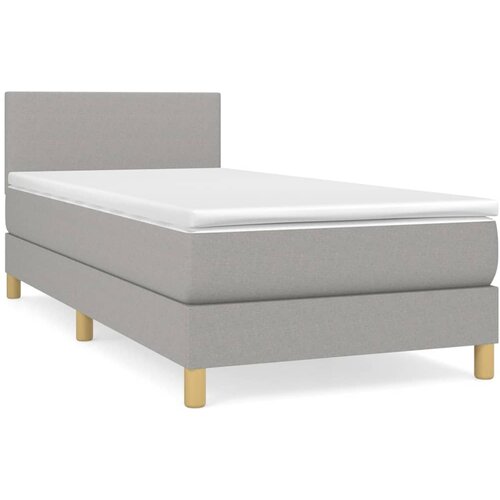 Maison Chic Box spring postelja - Vzmetna postelja z vzmetnico svetlo siva 90x200 cm blago SL12842, (21907929) Slike