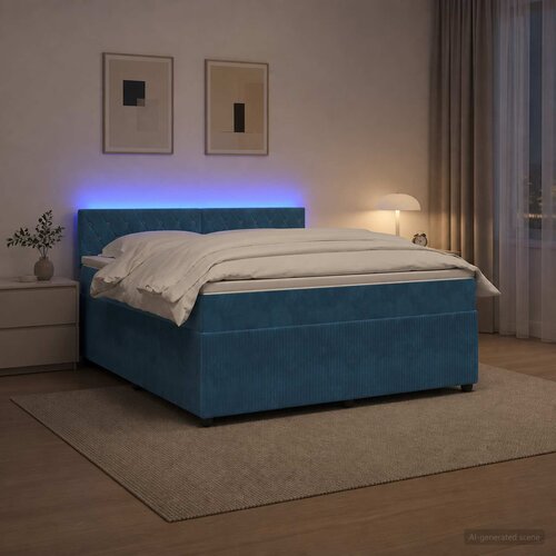 Boxspring krevet s madracem Plava 140 x 200 cm Baršun Cene