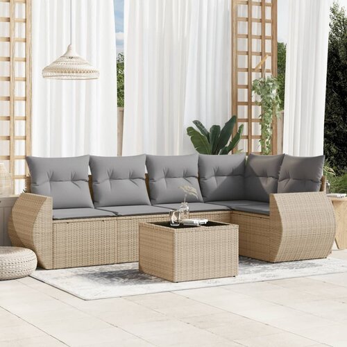 vidaXL 6-dijelni set vrtnih sofa s jastucima bež od poliratana Cijene