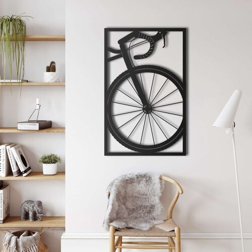 Wallxpert metalni zidni ukras 5171, prednji deo drumskog bicikla u pravougaonom ramu, 29 x 45 cm, crni Cene
