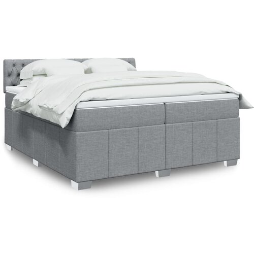 vidaXL Box spring postelja z vzmetnico svetlo siva 200x200 cm blago Cene