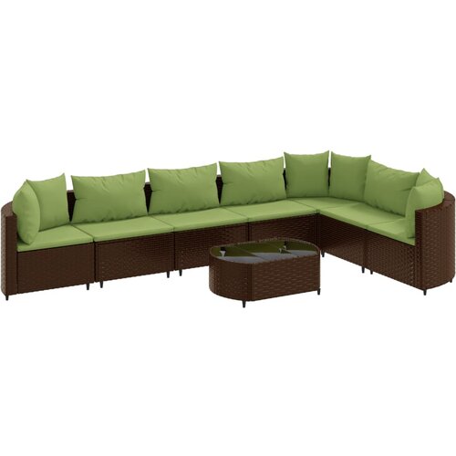 vidaXL 8-dijelni set vrtnih sofa s jastucima smeđi od poliratana Cene