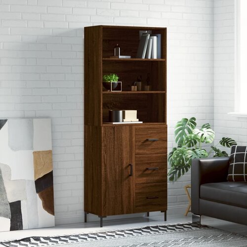 The Living Store Visoka komoda rjav hrast 69,5x34x180 cm inženirski les - Visoka Omarica, (21430211) Slike