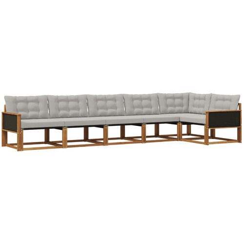 vidaXL Zunanja garnitura za sedenje 6 pcs Naravna in svetlo siva, (5000280259) Cene