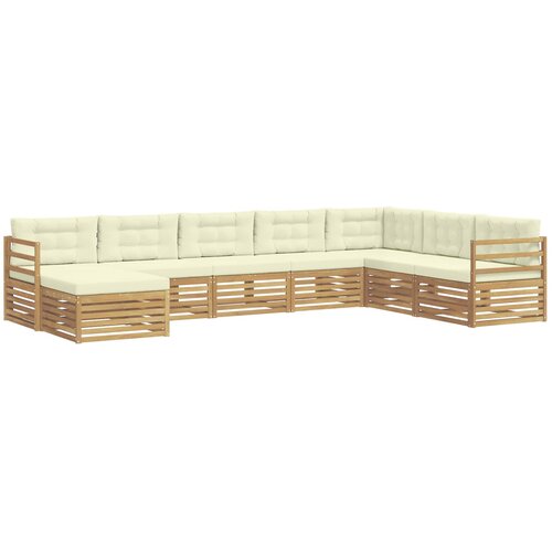 vidaXL Zunanja garnitura za sedenje 8 pcs Bela in krem Poliester, (5000280982) Cene
