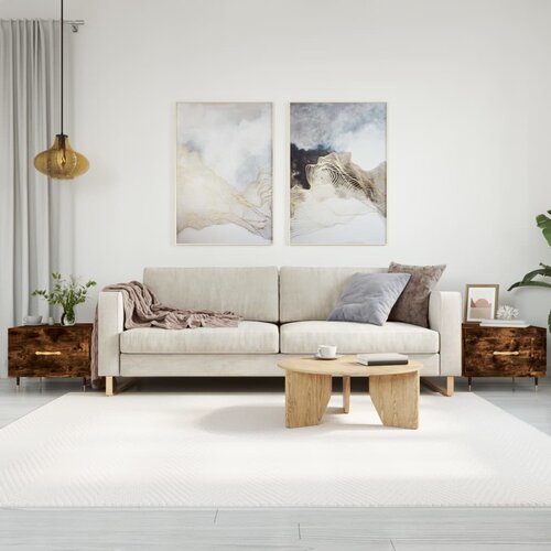 VidaXL Klubske mizice 2 kosa dimljeni hrast 50x50x40 cm inženirski les Slike