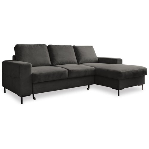 Miuform Tamno siva sklopiva kutna garnitura od samta (s desnim kutom) Lofty Lilly &amp;ndash; Slike