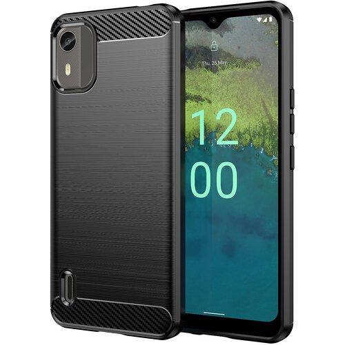 INORCO Ovitek za telefon s teksturo ogljikovih vlaken za telefon Nokia C12 4G/C12 Pro/C12 Plus telefonska torbica TPU bru&amp;scaron;ena lupina, (22037147) Slike
