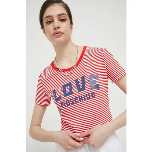 Love Moschino Kratka majica ženski, rdeča barva