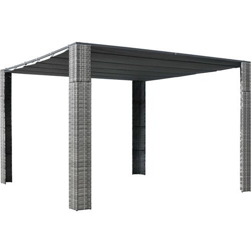 vidaXL Paviljon s streho poli ratan 300x300x200 cm siv in antraciten Cene