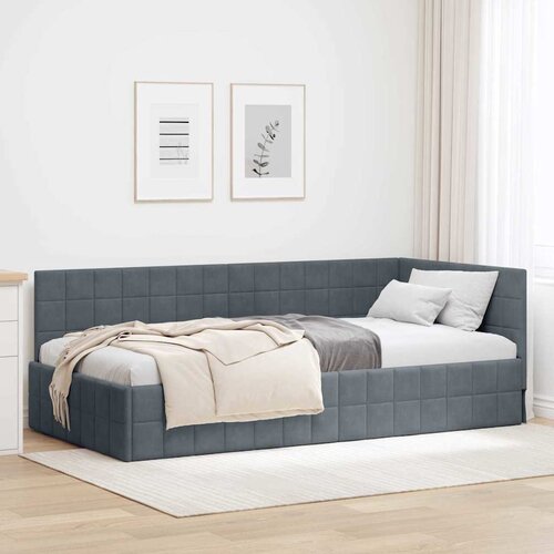 vidaXL Kutni okvir kreveta s uzglavljem Tamno siva 90 x 190 cm Baršun Cijene