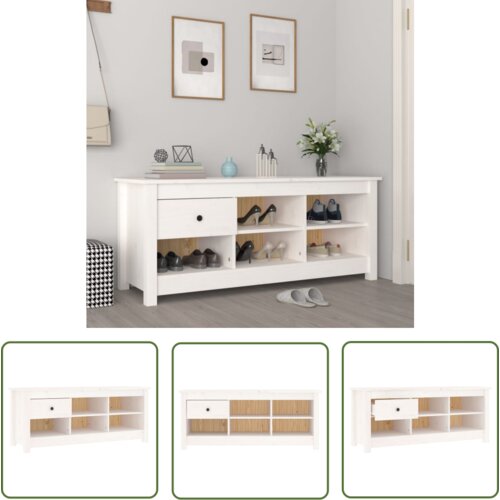 The Living Store Omarica za čevlje bela 110x38x45,5 cm trdna borovina - Omarica Za Čevlje, (21744580) Cene