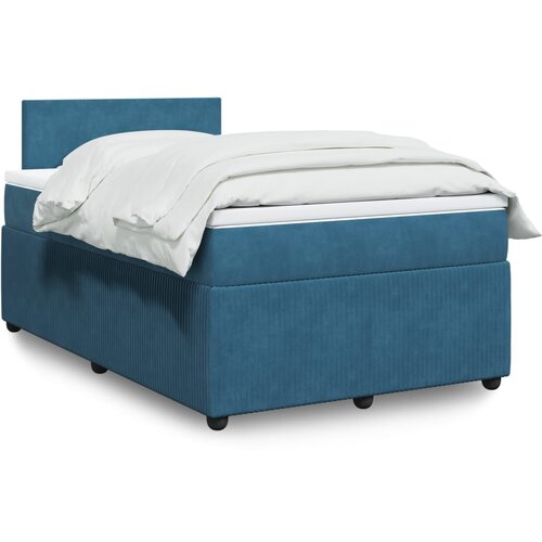 vidaXL Box spring postelja z vzmetnico modra 120x200 cm žamet Cene