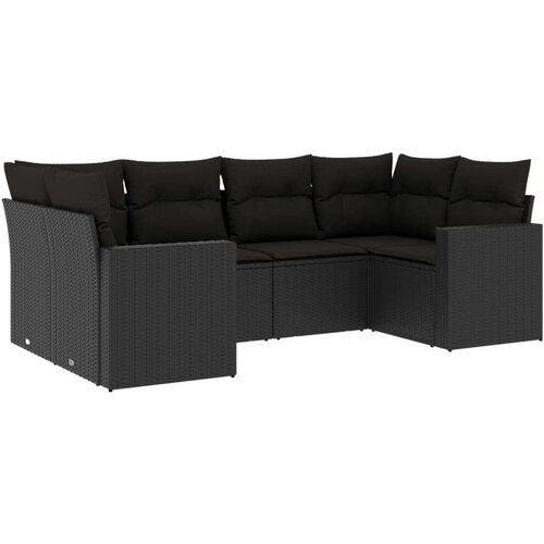 VidaXL 6-dijelni set vrtnih sofa s jastucima crni od poliratana Slike