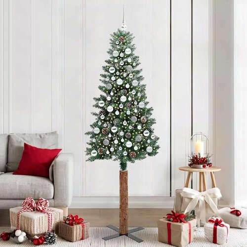 vidaXL Mršavo božićno drvce s 300 LED svjetlima Zelena i bijela 210 cm Cene