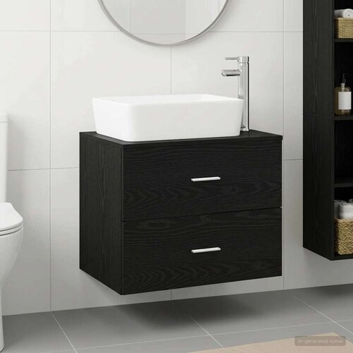  Set namje&amp;scaron;taja za kupaonicu Crni hrast Konstruirano drvo Crna 62,5 x 44,5 x 50 cm Slike