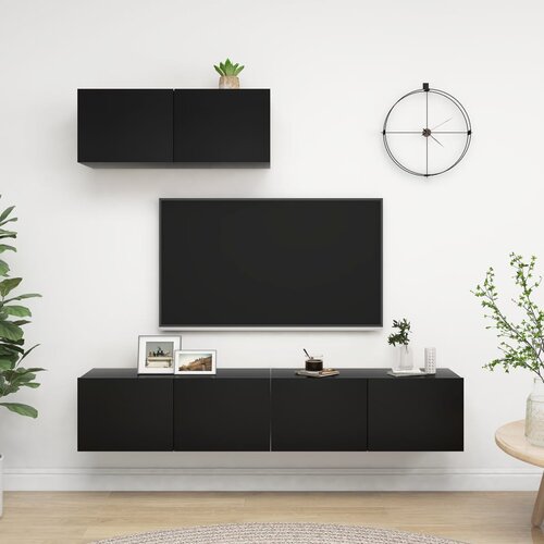 The Living Store TV omarice 3 kosi črna inženirski les - TV Omarica, (21376816) Cene