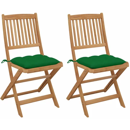 vidaXL Zložljivi vrtni stoli 2 kosa z blazinami trden akacijev les, (20659500)