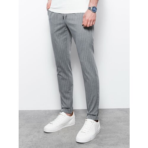 Ombre Men's pants with elastic waistband - dark grey Slike
