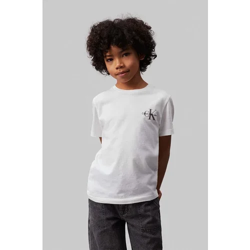 Calvin Klein Jeans Otroška bombažna kratka majica bela barva, IU0IU00624