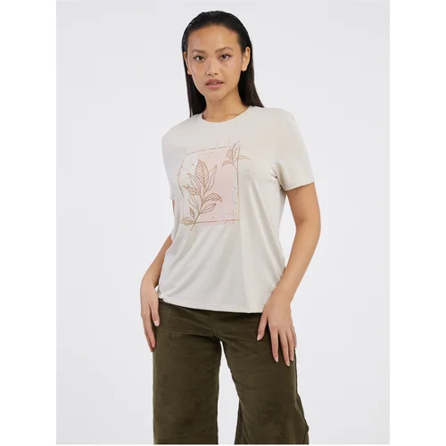 Only Beige Women's T-Shirt Free - Women