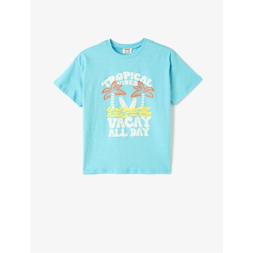 Koton T-Shirt Tropical Printed Short Sleeve Crew Neck Cotton Slike