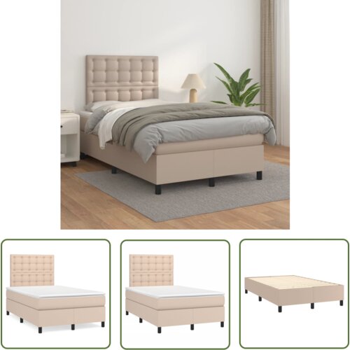 The Living Store Box spring postelja z vzmetnico kapučino 120x200cm umetno usnje - Box Spring Postelja, (21737198) Cene