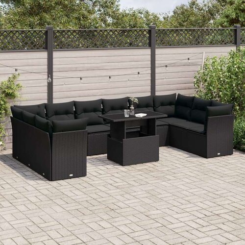  11-dijelni set vrtnih sofa od poliratana s jastucima crni Cijene