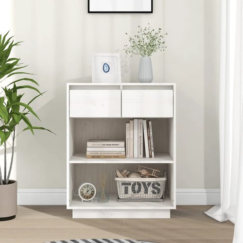 The Living Store Konzolna omarica bela 60x34x75 cm trdna borovina - Konzolna Omarica, (21435802) Cene