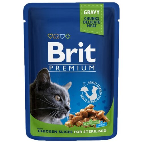 Brit Premium Sterilised Cat pileće trakice u umaku, vrećica 100 g Slike