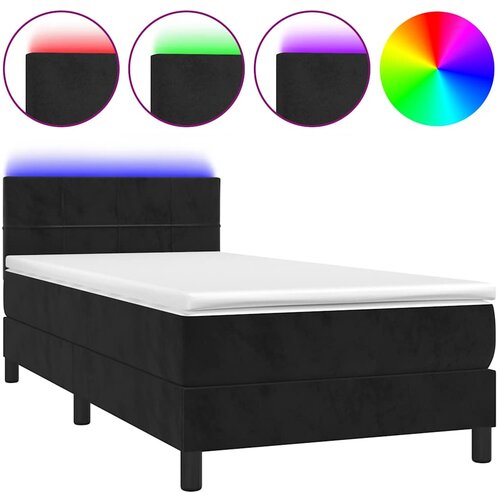 Maison Chic Box spring postelja - Vzmetna postelja z vzmetnico LED črna 80x200 cm žamet SL22603, (21891971) Cene