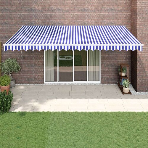 vidaXL Tenda na uvlačenje plavo-bijela 5 x 3 m od tkanine i aluminija Cijene