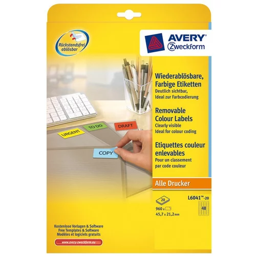 Avery Zweckform Odstranljive rumene etikete 45,7 x 21,2 mm