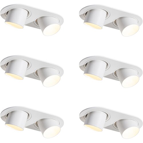 QAZQA Set van 6 inbouwspots wit GU10 35mm kantelbaar 2-lichts - Installa Slike