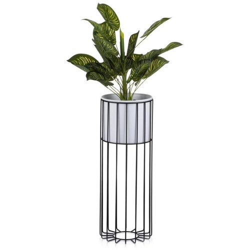 Metalna saksija LOFT 55x20 cm crna/bela Cene