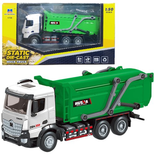 Garbage Truck Metal Huina Green 1:50 Cene