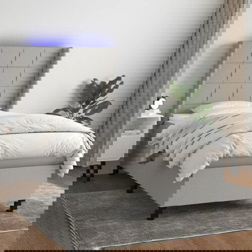 The Living Store Box spring postelja z vzmetnico LED svetlo siva 80x200 cm blago - Box Spring Postelja, (21503747) Slike