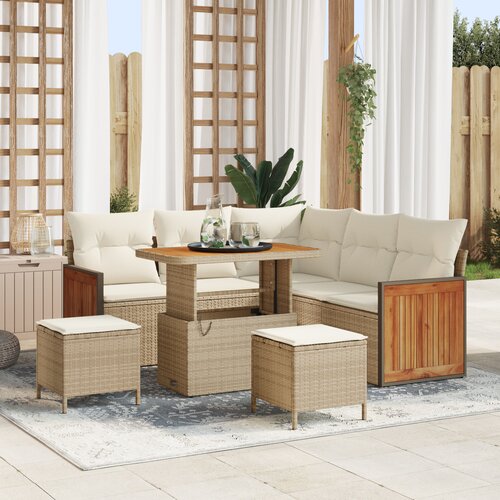 vidaXL 8-dijelni vrtni sofa set s jastučićima Bež Poli Ratan Akacija Cene