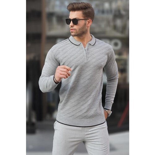 Madmext Gray Men's Zippered Knitwear Sweater 6824 Cijene