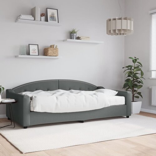 VidaXL Dnevni krevet s madracem tamnosivi 100 x 200 cm od tkanine Slike