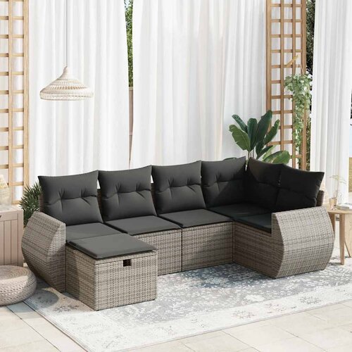 vidaXL 6-dijelni set vrtnih sofa od poliratana s jastucima sivi Cijene