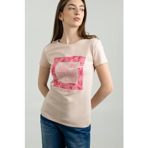 Legendww ženska puder roze majica sa printom leptira i natpisom memories 7415-9566-09 Slike