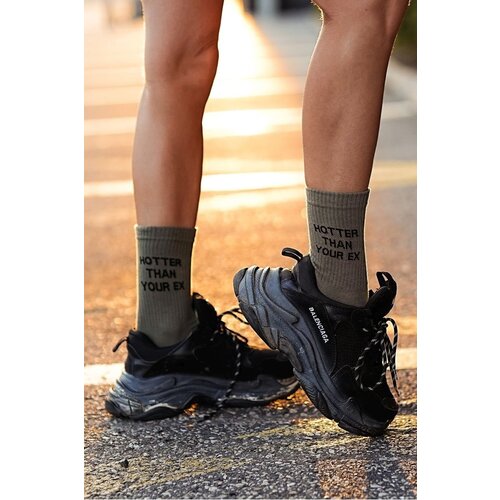 Milena Women's socks with the text Hotter Than Your Ex olive Cene
