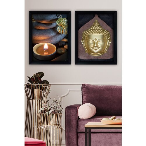 Wallity SYC7436502415487 Multicolor Decorative Framed Painting (2 Pieces) Cene