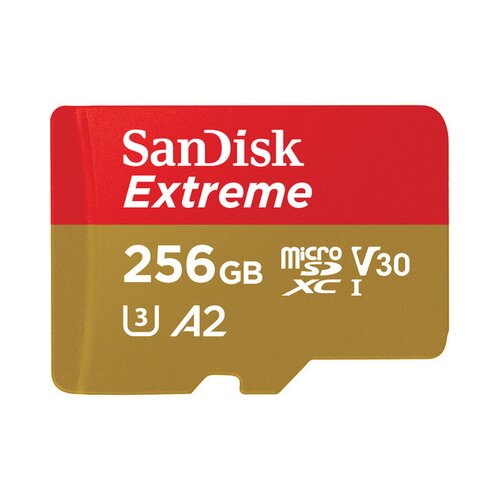 San Disk Extreme microSDXC 256GB + SD Adapter 190MB/s & 130MB/s A2 C10 V30 UHS-I U3 Cene