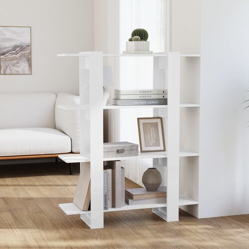 The Living Store Knjižna omara/pregrada visok sijaj bela 100x30x123,5 cm - Knjižna Omara, (21437017) Slike